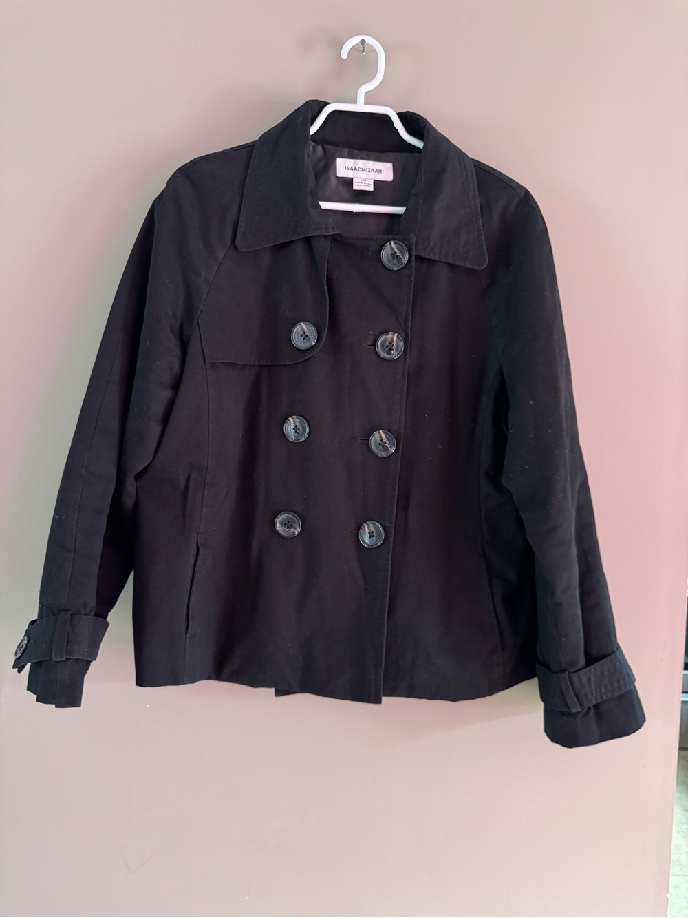 Isaac Mizrahi Black Double-Breasted Peacoat